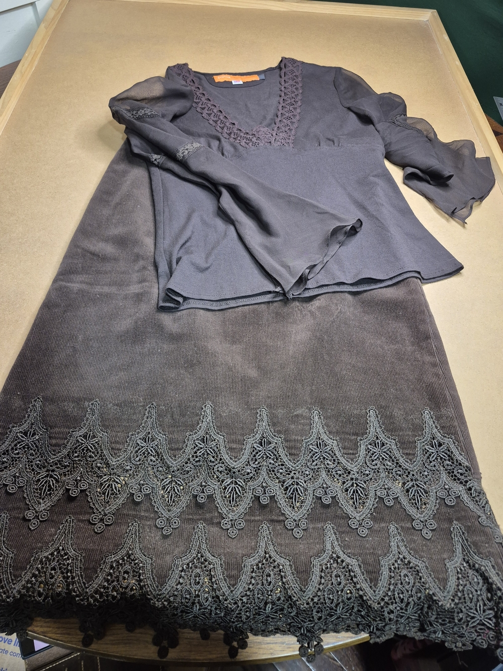 Cynthia Steffe Brown Lace-Trim Maxi Skirt & Top Set